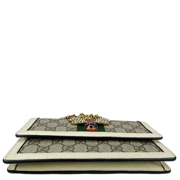 Gucci Web Queen Margaret Mini GG Supreme Canvas Chain Wallet Beige - Picture 10 of 12
